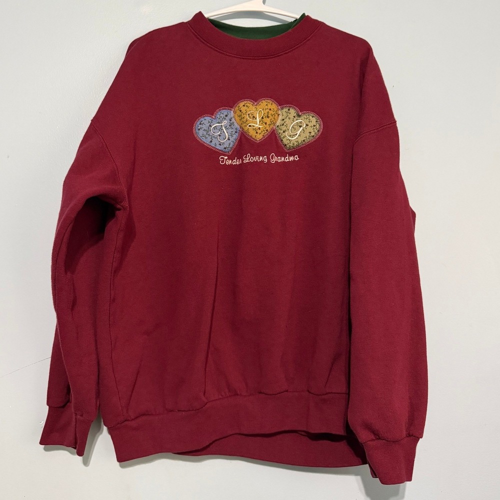 M&C Sportswear LargeTender Loving Grandma Heart Sweatshirt Maroon Vintage 1539